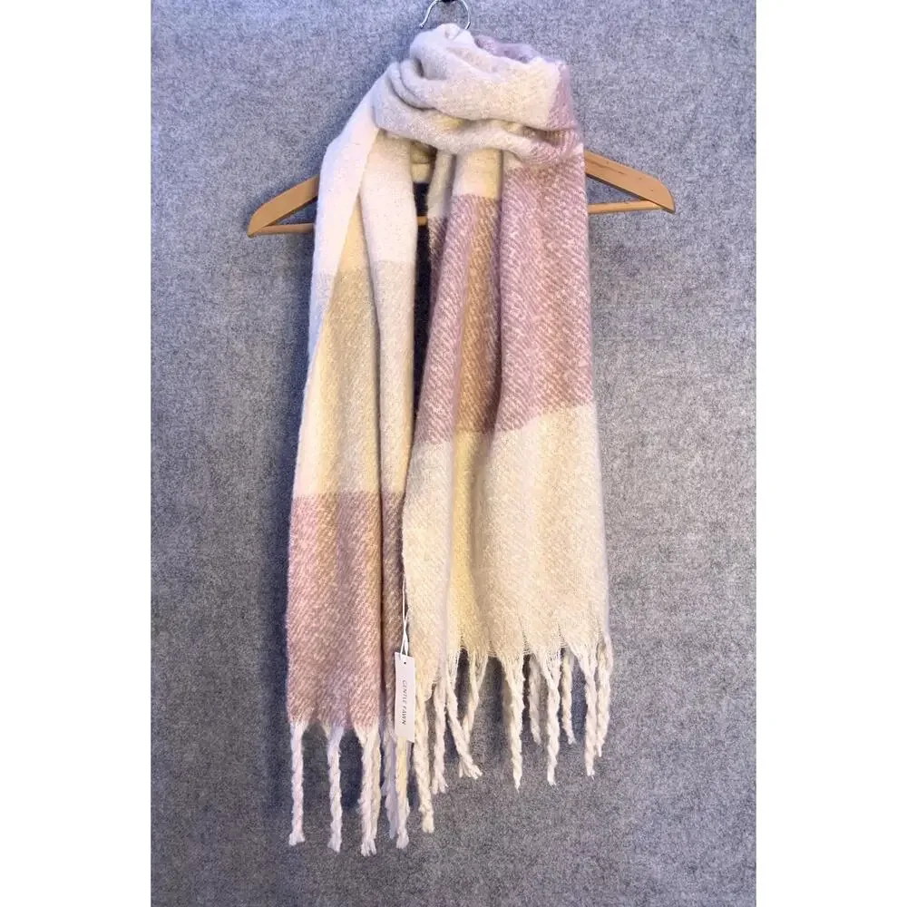 NWT Gentle Fawn Scarf, Pink Cream White, Womens One Size, Shawl Wrap Fringe Boho